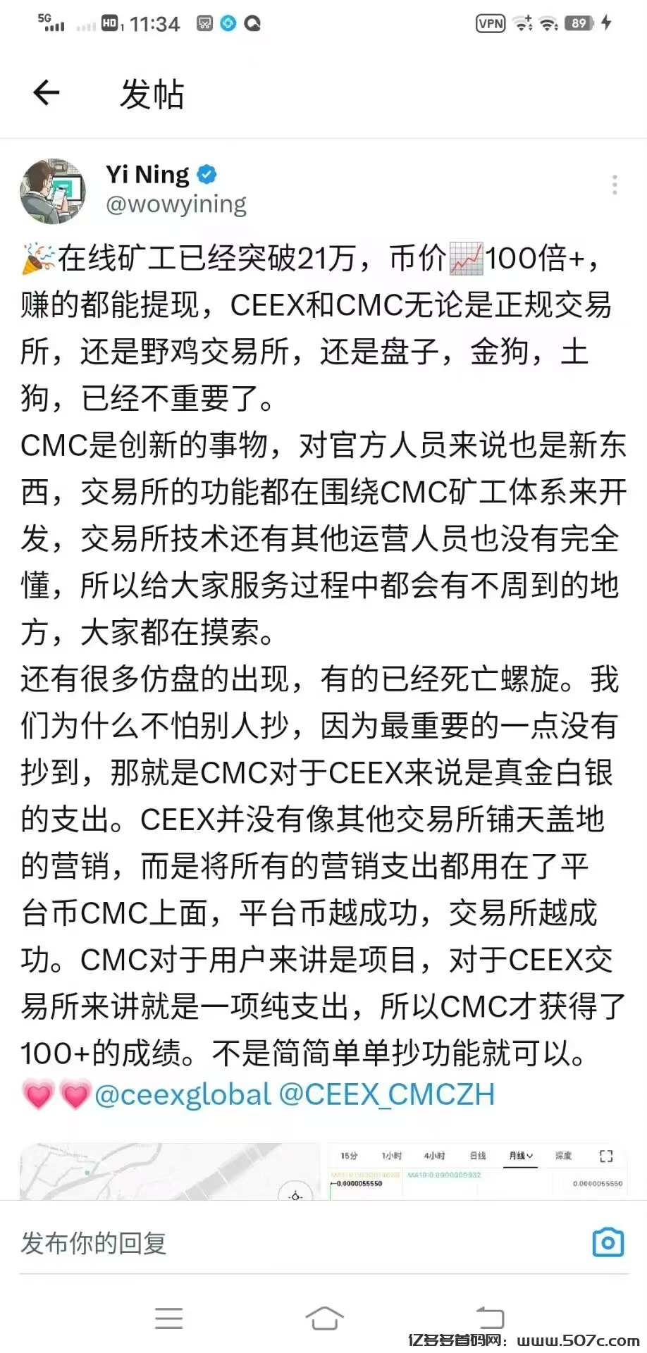 错过CMC后悔一年CEEX首发双C非小号可查全球排61日交易额数百亿